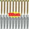 20/50/100sets Metal Serrated Expansion Tube Self Tapping Screws Pipe Drilling Plug for Concrete Wall Anchors Fasteners Bolt Kits