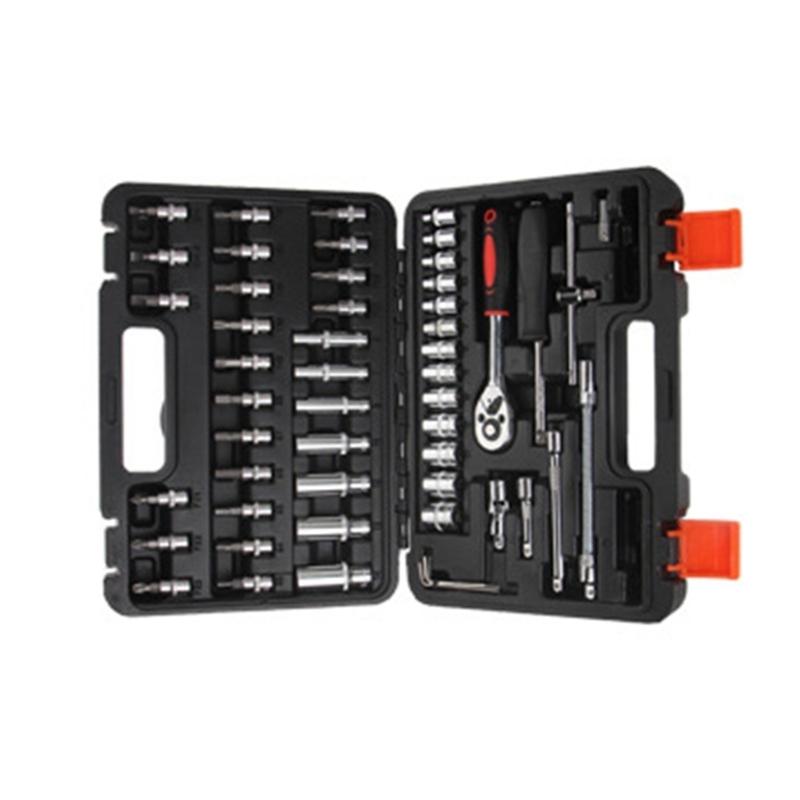 Mehrzweck 1/4" Antrieb 53-teiliges Steckschlüssel-Ratschenschlüssel-Set mit Organizer-Koffer für Fahrzeugwartung und Haushaltsgebrauch