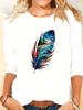 (Asian Size) Print Autumn Winter Spring Women Female Clothing Casual Tee O-neck Letter Floral  Long Sleeve T Shirt Fashion Top Graphic T-shirts