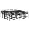 9 Piece Outdoor Dining Set with Cushions Black Poly Rattan