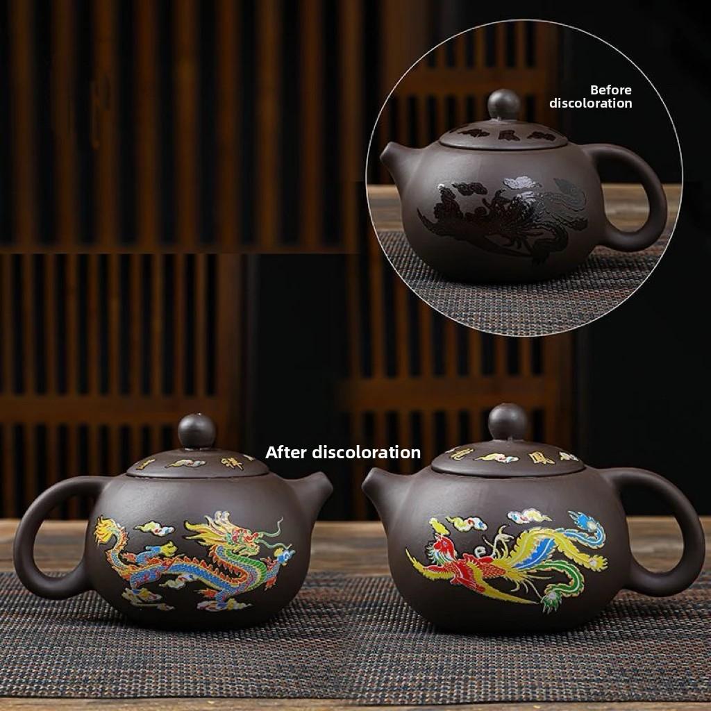 

200ml Yixing Purple Clay Teapot High Temperature Discoloration Xishi Tea Pot Black Mud Beauty Filter Kettle Zisha Tea Infuser