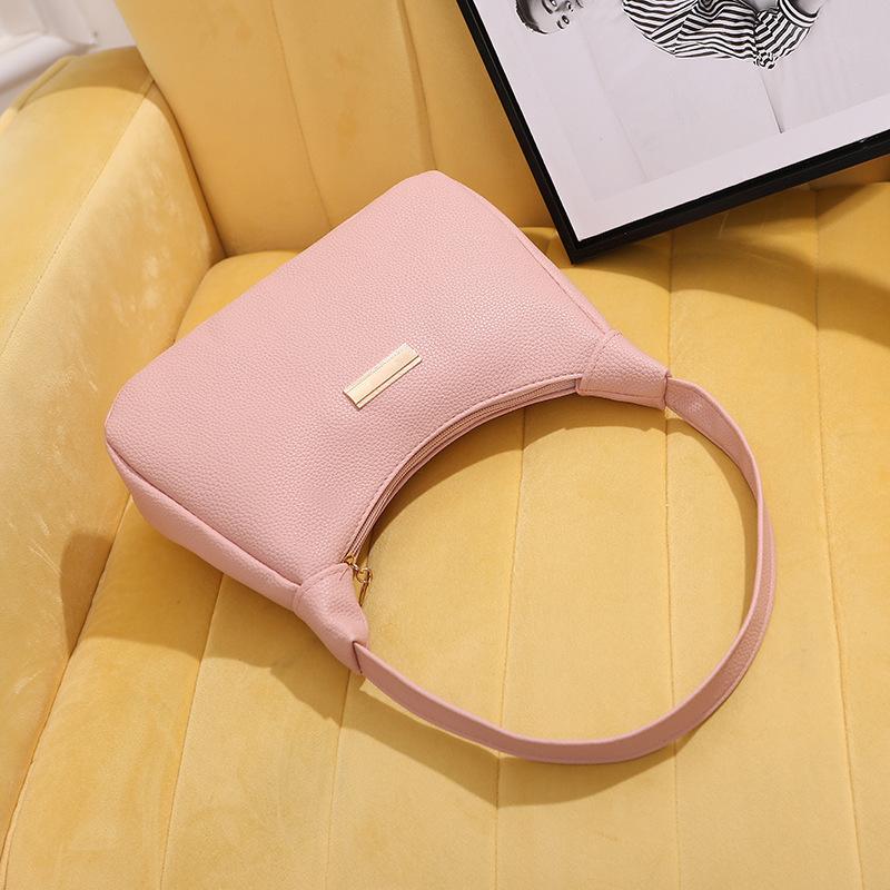 Simple and Fashionable Bag Women's New Women's Bag Portable Solid Color Shoulder Bag Underarm Bag