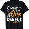 Godfather of Mr One Derful Party Family 1st Birthday T Shirt Vintage Washed Soft Fashion Graphic Designer Clothes