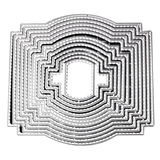 

Форми для різання. Візерунок вкладеної рамки. Декоративний шаблон для виготовлення листівок із вуглецевої сталі для скрапбукінгу своїми руками срібний