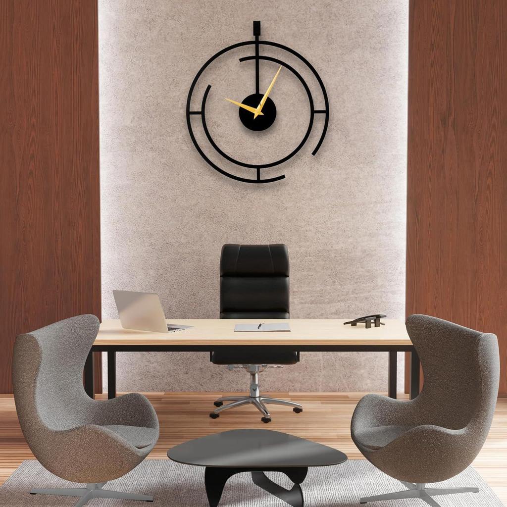 Analog Wall Clock for Home & Office | Big Size Stylish Latest Home Decor | (40 X 40 CM) | Black Color (Battery Included)