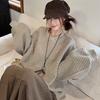 Dam Vintage Randiga Sweatshirts Höst Vinter Preppy Lös Casual Rund Hals Pullovers Retro Streetwear Långärmad Baggy Toppar Ny