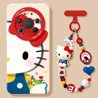 Cute cat mobile phone case for girls, high value, suitable for Huawei mate80 lanyard 70/60pro + silicone 50 sets