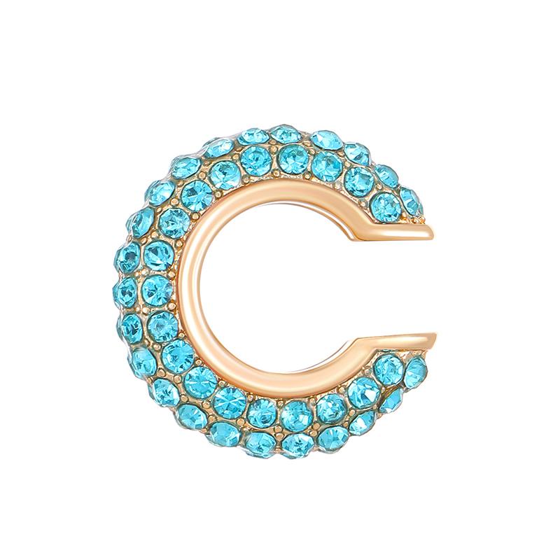 1PC Gold Color C Shape Round Cartilage Clip Earrings Women Luxury Crystal Rhinestone Fake No Pierced Geometric Ear Cuff Jewelry