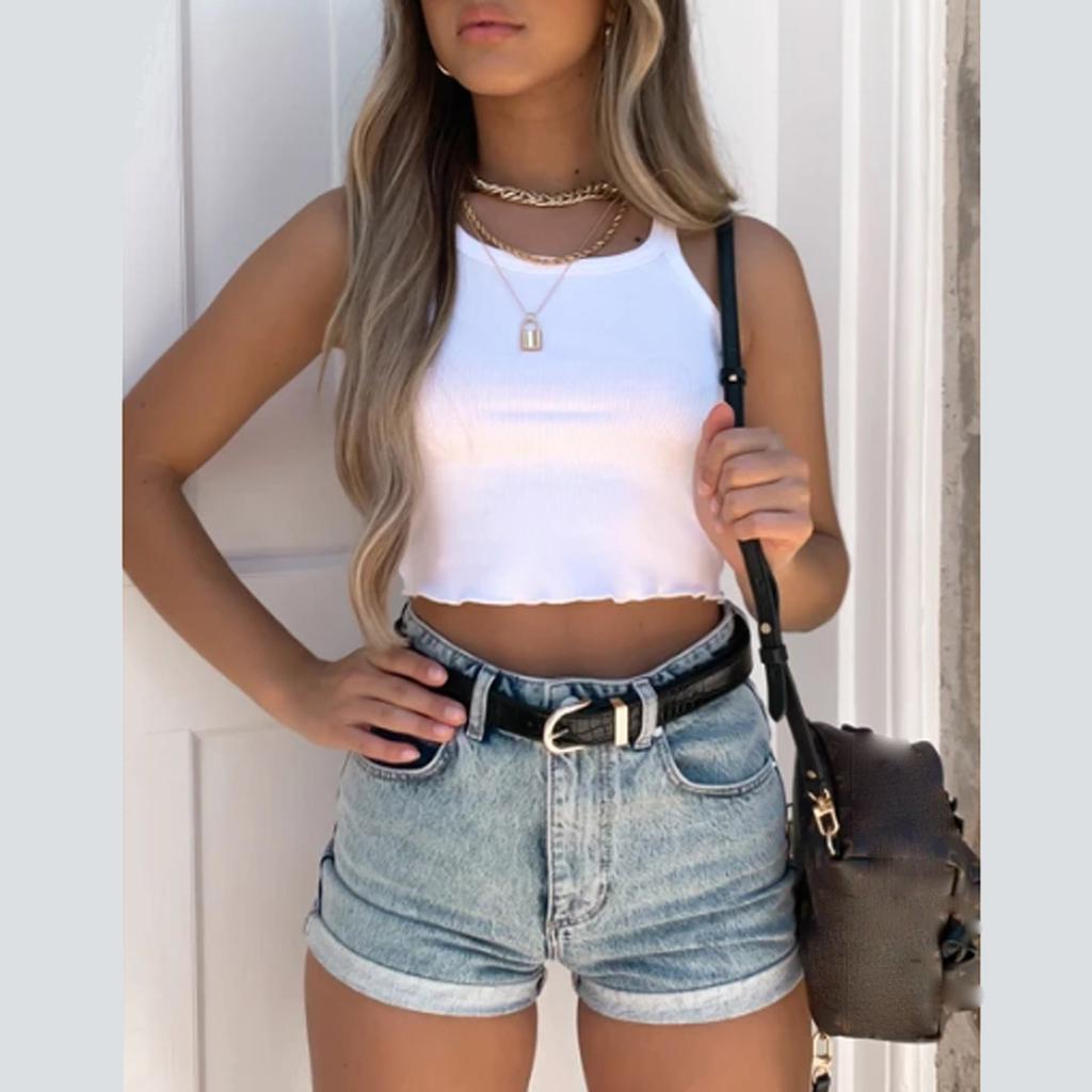 Womens Fashion Casual -Neck Tank Tops Ladies Sexy Cami Swing Vest Clubwear