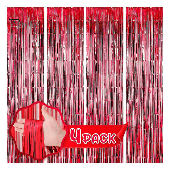 4st regngardin Lätt återanvändbar glänsande fransbakgrund Gardiner för fester födelsedagar firande