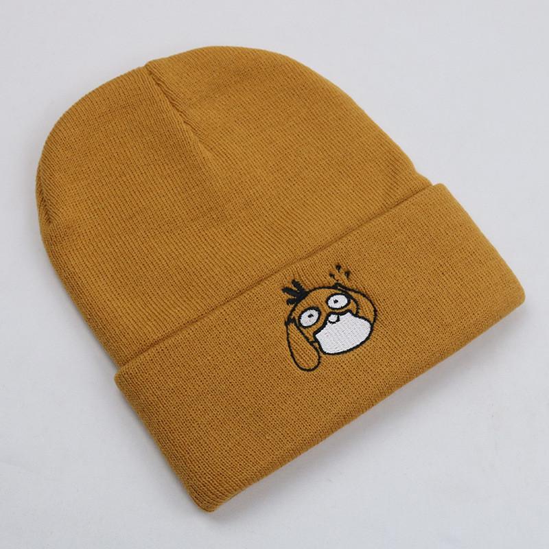 Pokemon Psyduck Slowpoke Embroidered Knit Hat For Winter Warmth And Windproof Protection