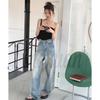 2026 Spring/Summer Retro Frosted Wide-Leg Jeans for Women - Loose Fit Dad Pants