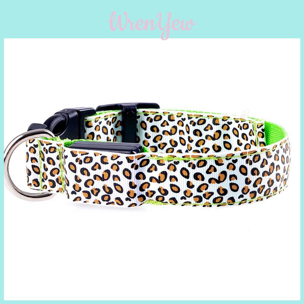Bright Nylon Led Dog Collar For Night Safety Usb Charging Adjustable Sizes S-xl