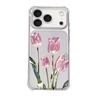 Foreign Trade Explosion Three-dimensional Pink Tulip Transparent Four Corners Anti-drop iPhone17promax Summer Mobile Phone Case