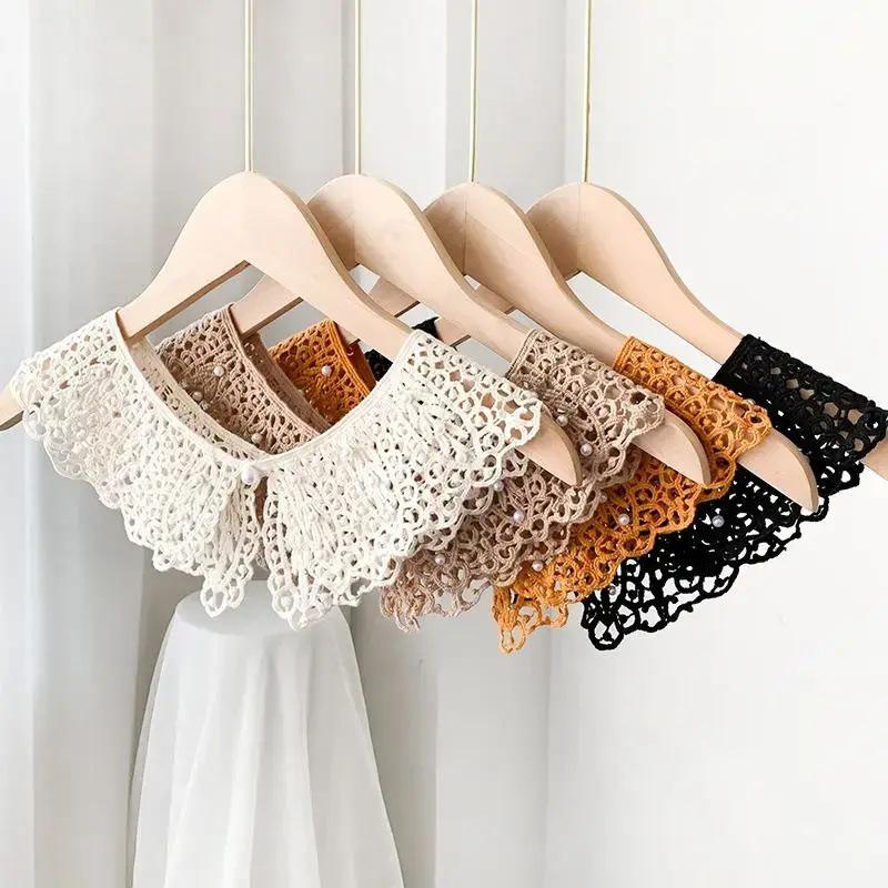 

Кружевная шаль в корейском стиле с полым воротником Питер Пэн – жилет без рукавов Pearl Lace False Collar - Random Color, Set of 1