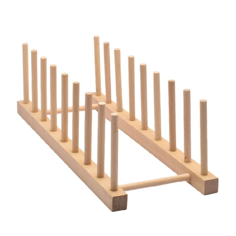 Ventilated Wooden Kitchen Storage System Space Saving Multi Level Dish Organiser Cups Plates Utensils Drying Rack
