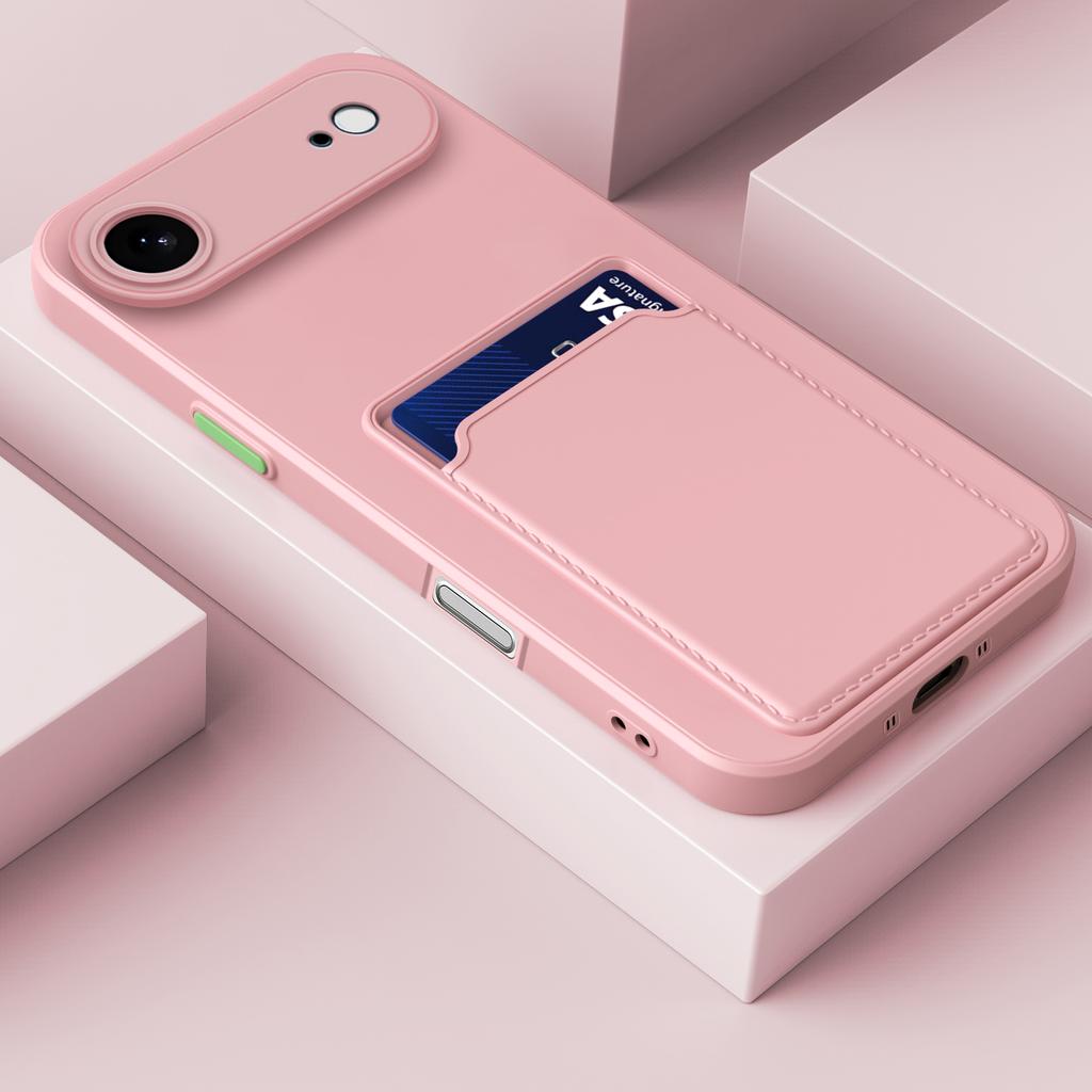 Silicone Wallet Card Slot Armor Case For iPhone 17 Air 16 15 14 13 12 11 Pro Max Plus SE4 16e Mini X XS XR Shockproof Soft Cover