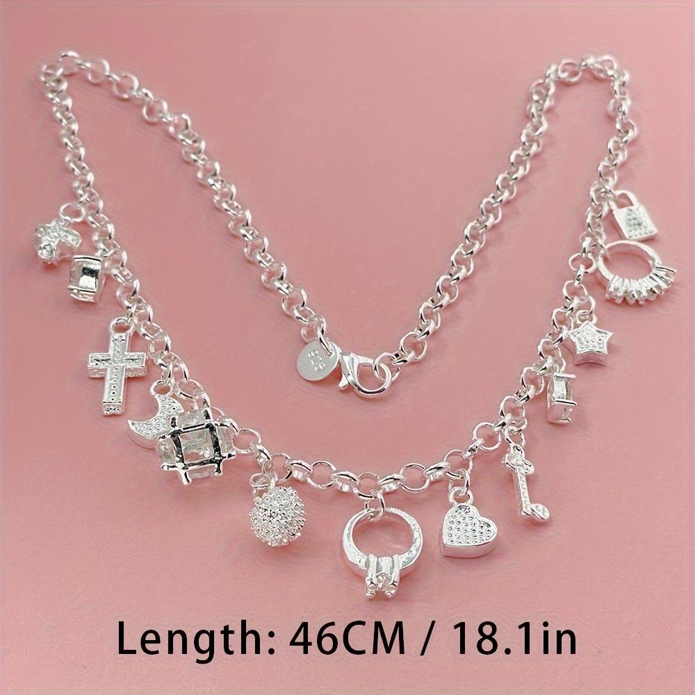 Charms   Copper 45cm 18inch Chain Necklace Pendant Multi-Element for women men lady Fashion Cross/Moon/Stars/Lock/Key