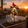 Easy Install Stake Lights Red Bird Solar Garden Light, Waterproof Landscape Lamp with Warm Glow, Ornaments for Lawn Flower Bed Outdoor Metal