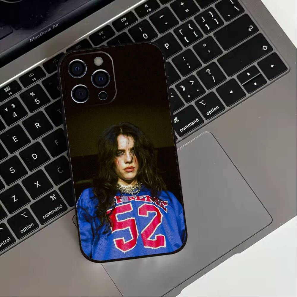 Billie B-BLUE Eilish singer Phone Case For iPhone 17,16,15,14,13,12,11 Plus,Pro Max,XS,Soft Silicone Black Cover