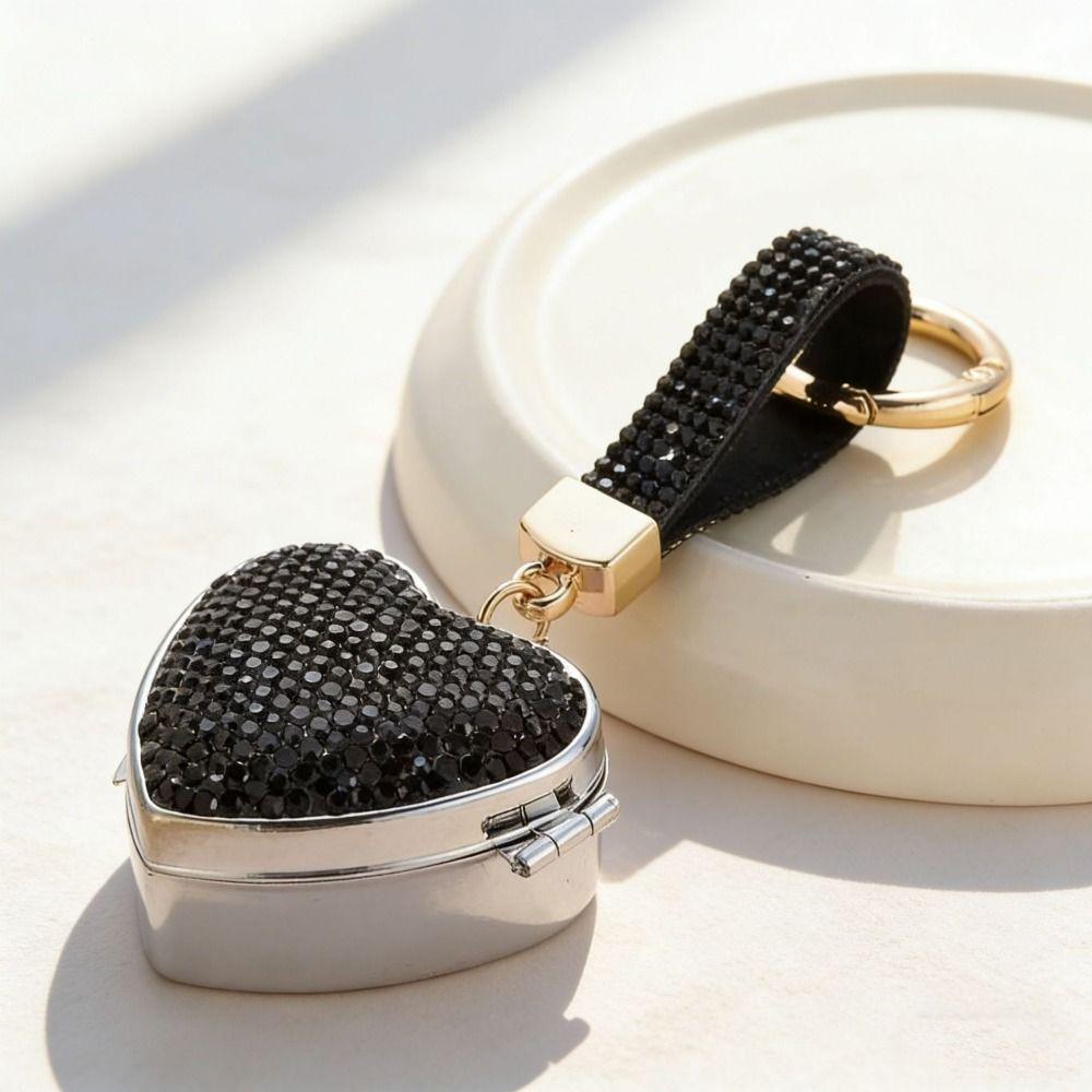 Portable Mini Pill Case Shining Bling Bling Key Pendant Compact Bag Hanging Ornaments Car Hanging