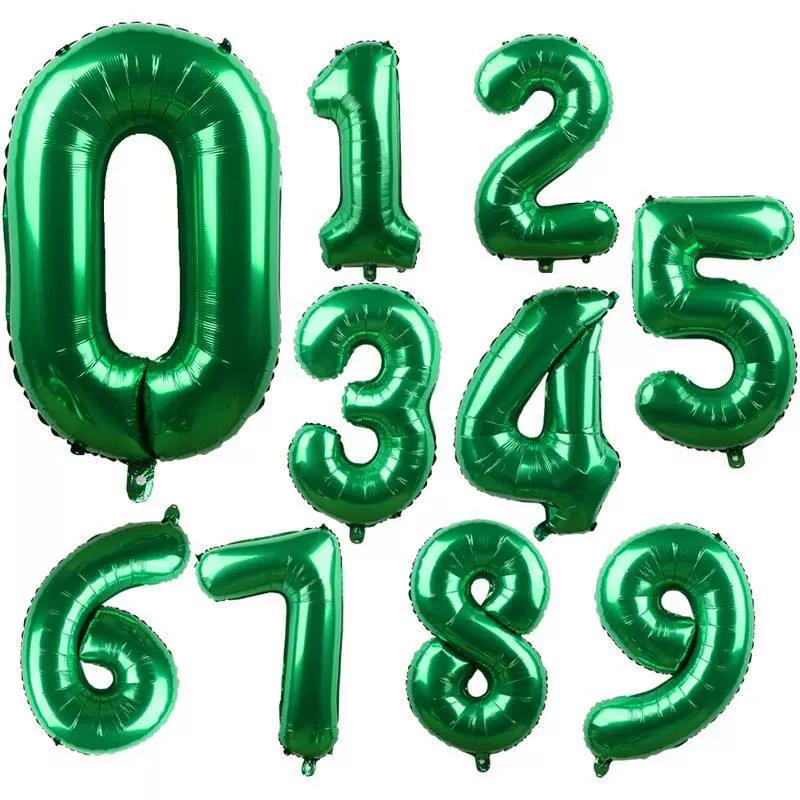 1pcs 32inch Large Dark Green Number Balloons Spring Jungle Safari Birthday Party Foil Balloon 0 1 2 3 4 5 6 7 8 9 globos Balls