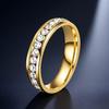 Stainless Steel Ring with Star-Inlaid Diamonds, Fade-Resistant, Titanium Finish