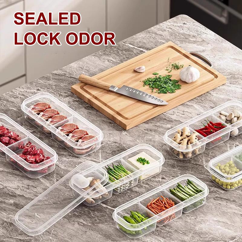 Large Capaci Food Storage Box Fren Preservation Container Home Use Meat Vegetable Partitioned Refrigerator Storage Box