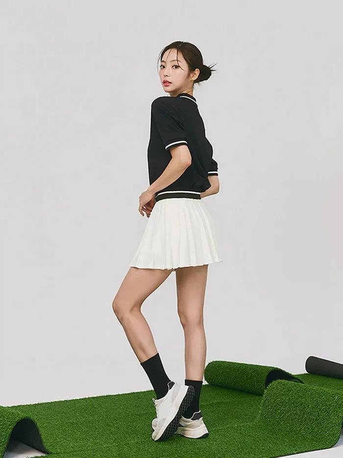 Pleated Sports Tennis Short Skirt Set, Golf Running Dance