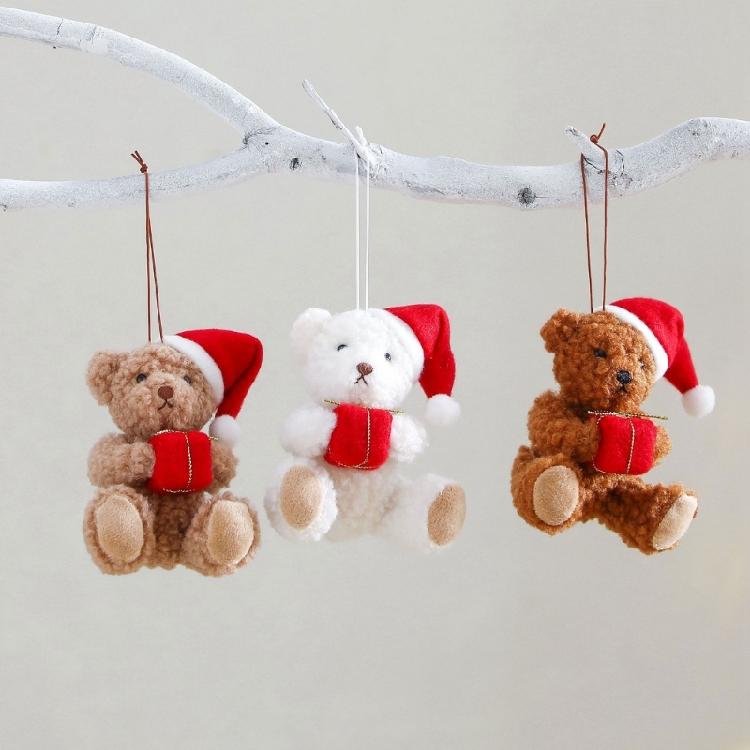 Plush Bear Pendant Christmas Tree Decorations Desktop Pendant Hanging Ornament For Indoor Outdoor Holiday Decorations