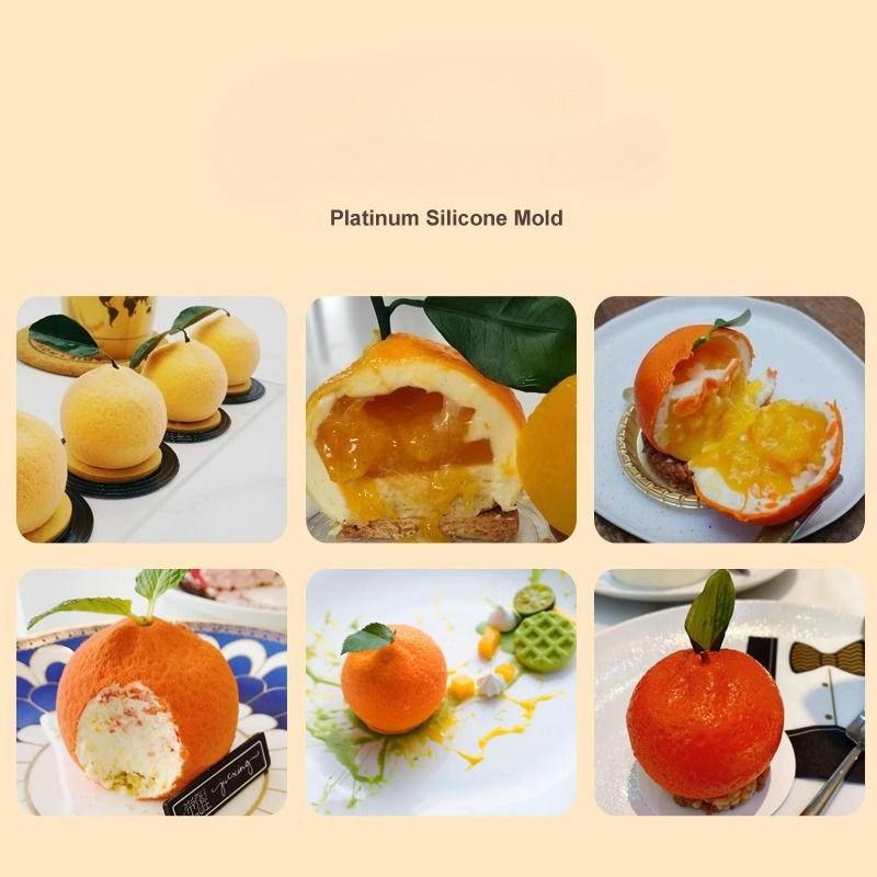 1 Pc 8 Orange Silicone Cake Mold, Ice Cream Ball Jelly Mousse Mold, Baked Peanut Chocolate Mold, Fondant Mold