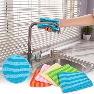 Çizgili Yağsız Çok Amaçlı Bez Mikrofiber Tembel Bulaşık Yıkama Yüz Temizleme Bulaşık Yıkama Bezi 30 X 30cm Araba Mutfak Ev İçin
