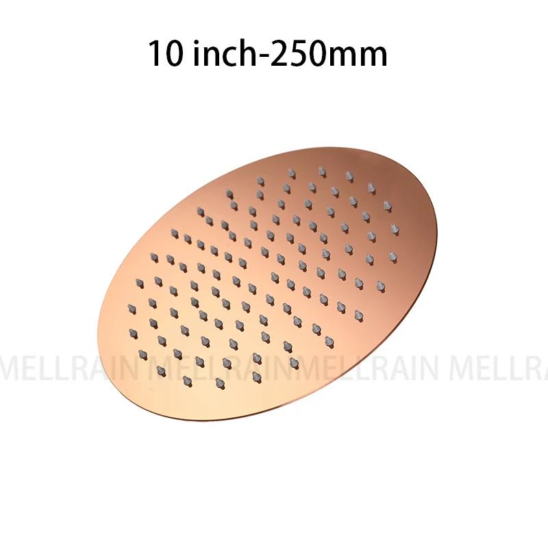 Brushed Rose Gold Rain shower head stainless steel Ultrathin water pressurize shower head in rose gold, Grey, brushed gold