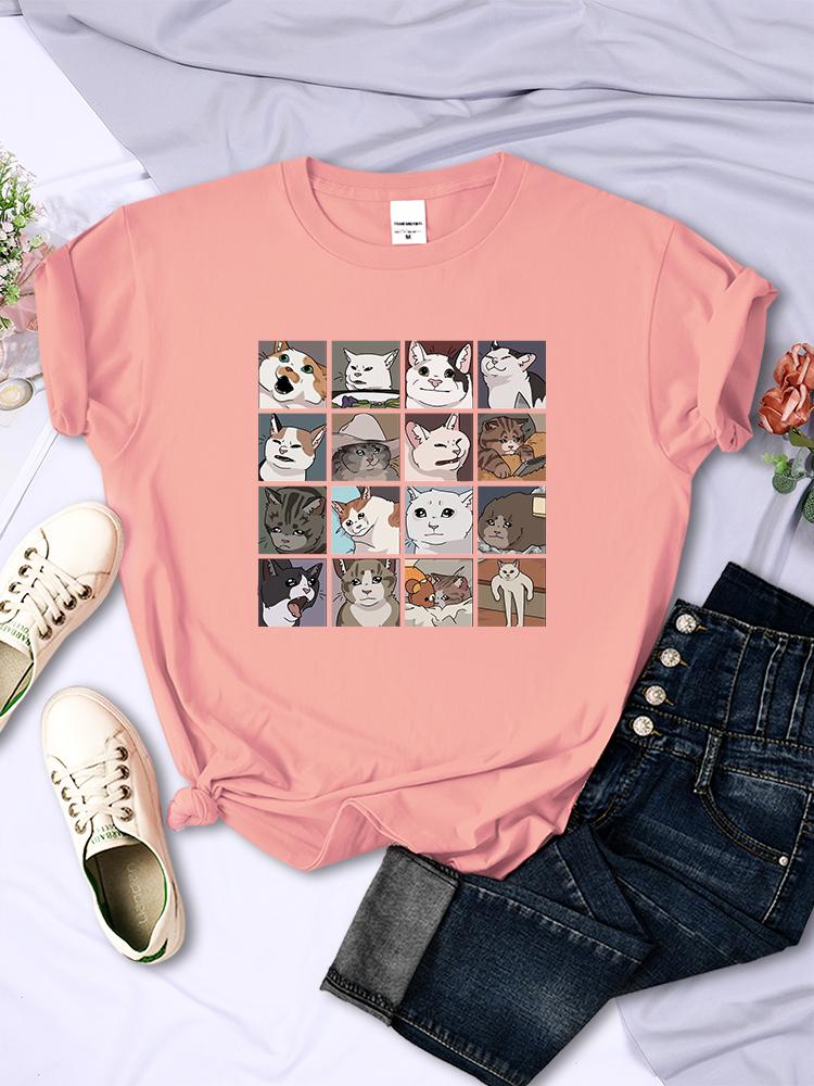 Animal Dog Cat Printing Women Tee Shirts Trendy Summer Clothing Harajuku Sport Style Tops Multicolor Casual Female T-Shirt