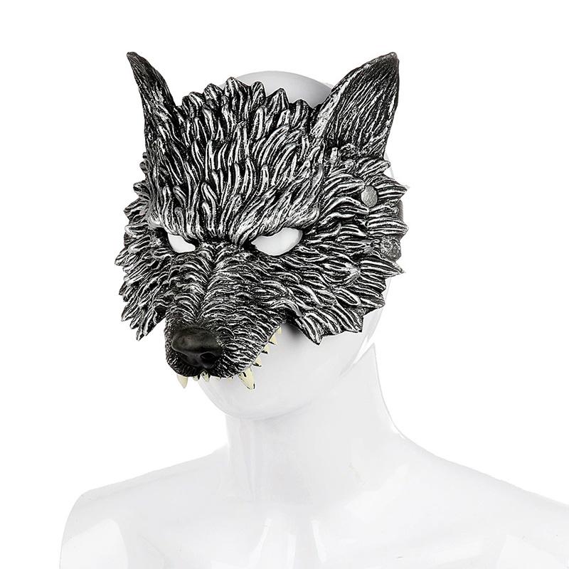 1PC Half Face 3D Animal Mask Cosplay Wolf Head Mask Realistic Costume Accessories Props Werewolf Mask PU Foam