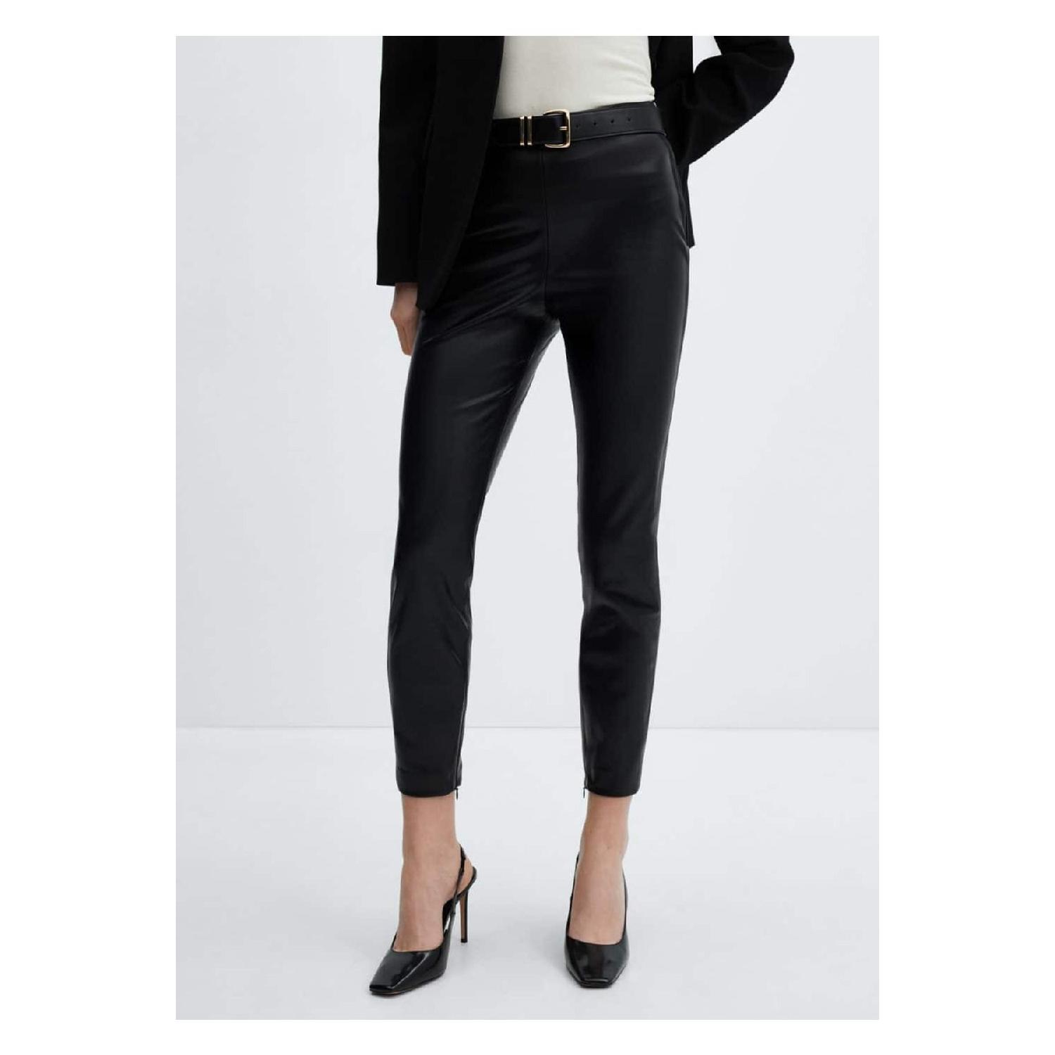 

Leather Look Leggings With Slits At The Hems S чорний