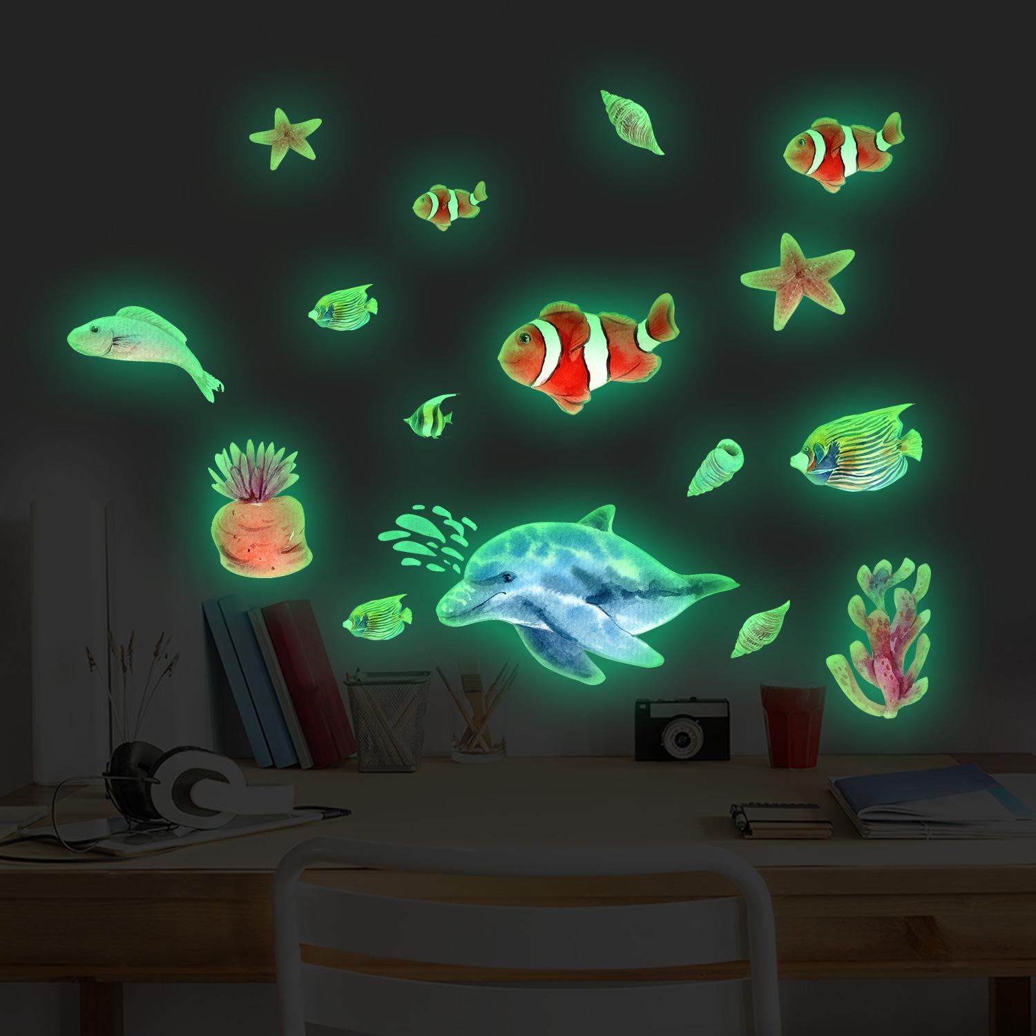 

Ocean Fish Turtle Luminous Sticker Decoration Wall Sticker Fluorescent Sticker Room Bedroom Living Room 20x30cm