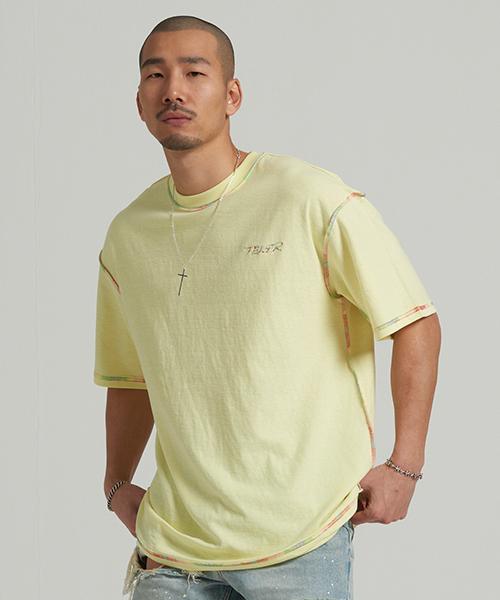 Tener [Unisex] Oversized Rainbow Short Sleeve T-Shirt Yellow 2