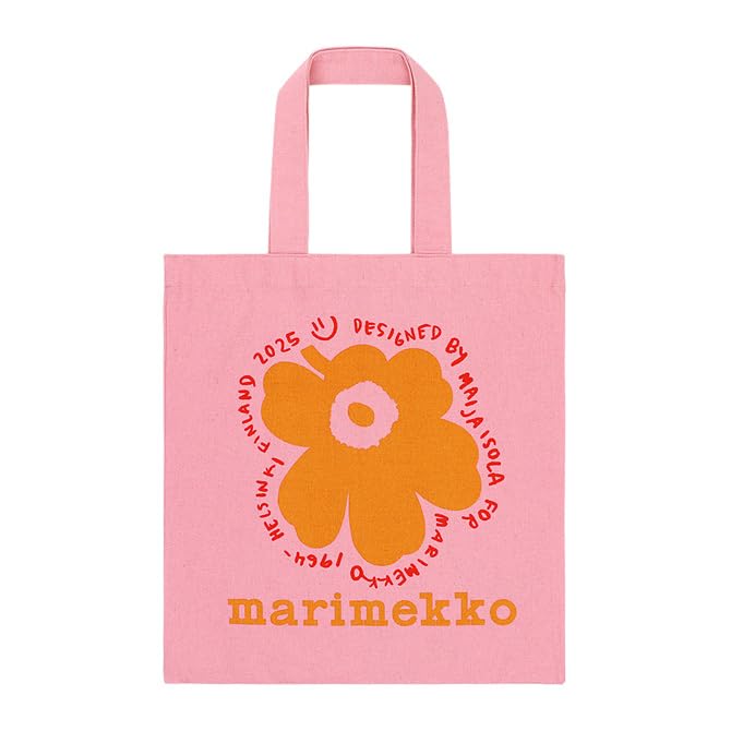 Marimekko Vankka Unikko Tote Bag, Unikko Fabric Bag, Women's, Orange and Pink, 94178 094178 343, Scandinavian Design [Parallel Import]