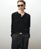 NOIRER Geripptes Henley-Langarm-T-Shirt (Schwarz)
