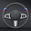 Nappa Leather Slim Stylish Steering Wheel Cover For BMW Steering Wheel Cover Interior Conversion (Black)
