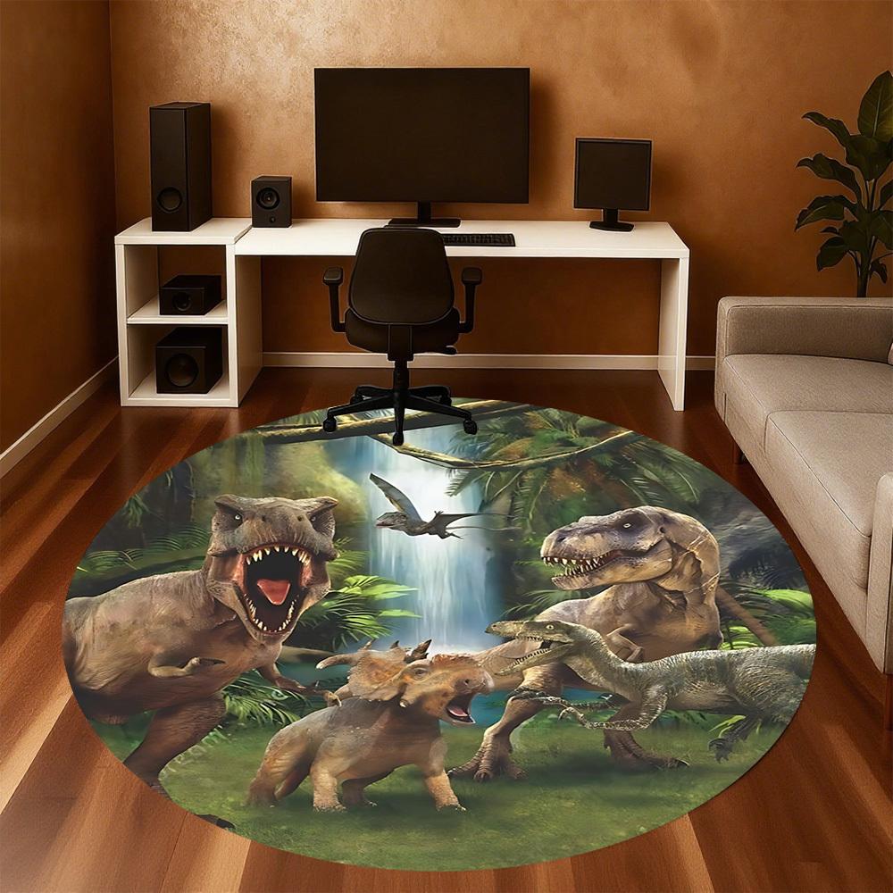 1pc dinosaur jungle Round Chair mat Area Rug - Non-Slip, Floor Mat for Office, Bedroom, and Indoor Decor c1125329