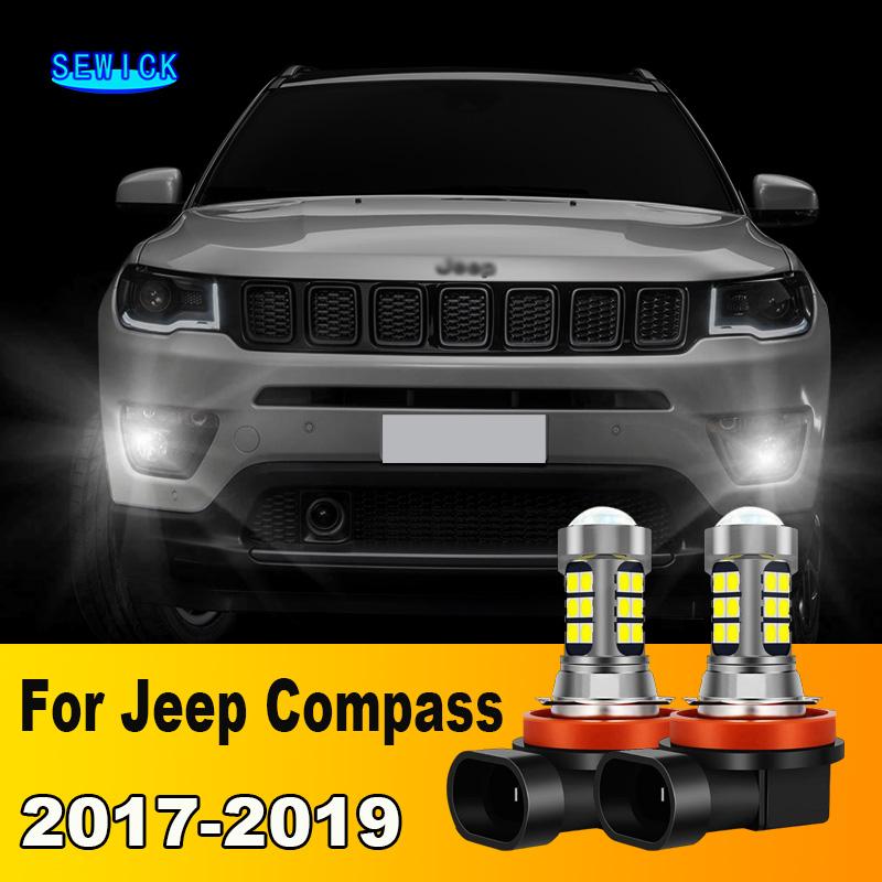 

2Pcs LED Lamp Car Front Fog Light Accessories For Jeep Compass 2017 2018 2019 белый
