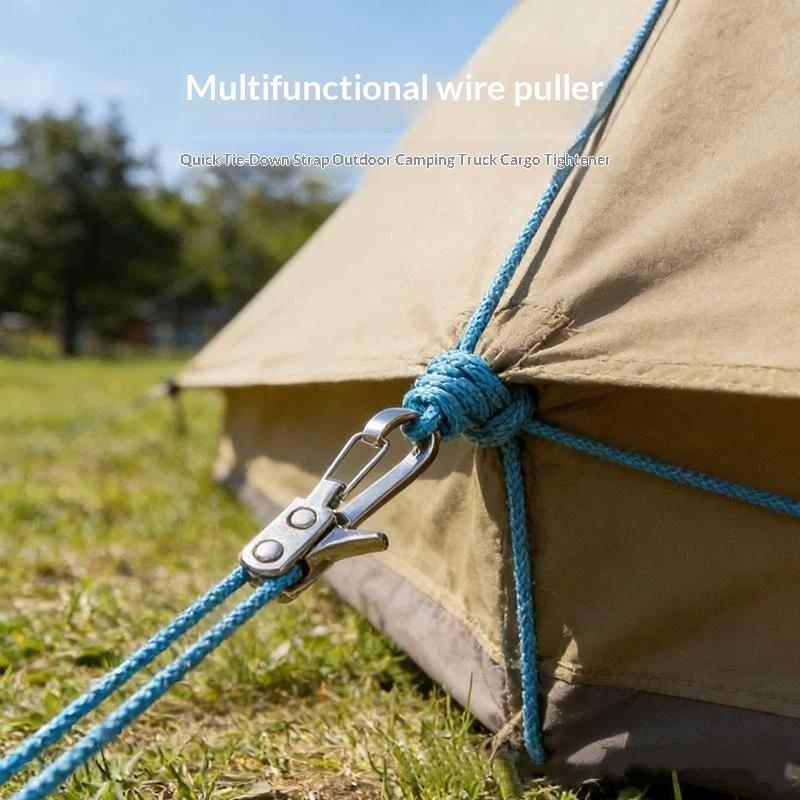 Retractable Rope Tightening Tool with Safety Buckle Durable Tensioner for Outdoor Camping Fishing Trip Use
