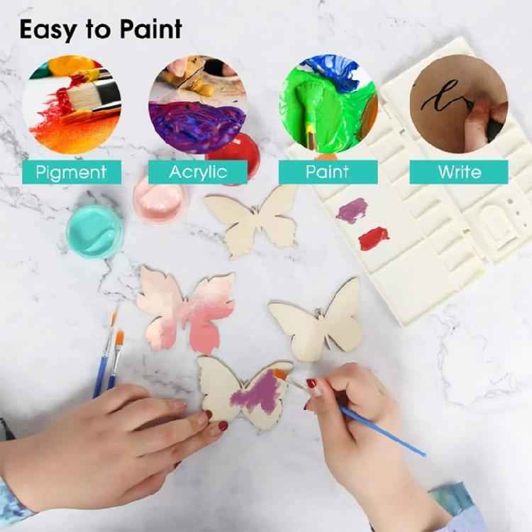 48pcs Butterfly Wood Slices Unfinished Wooden Blank-Chips Embellishments Craft