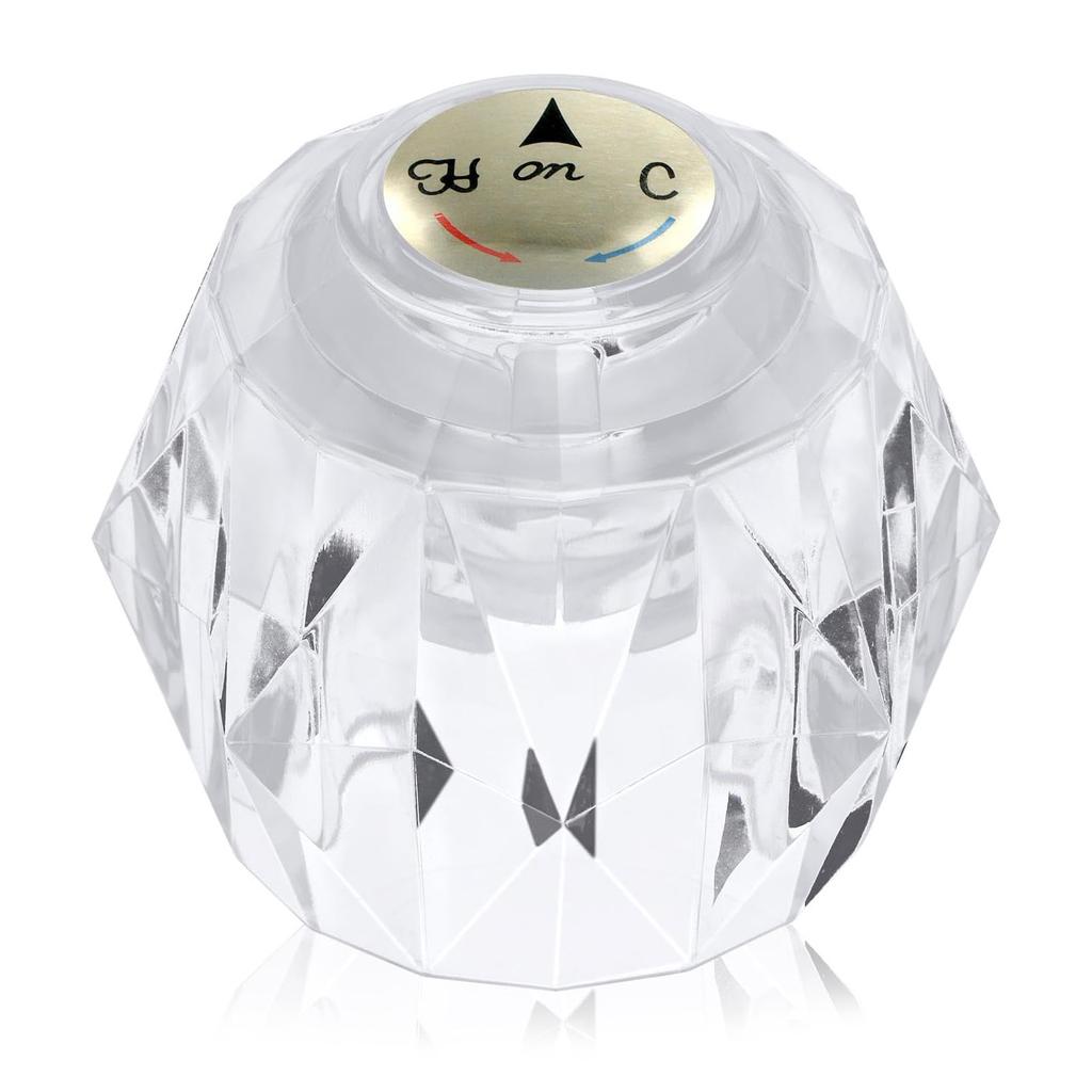 Geometric Shape Bathtub Faucet Knob Replacement Clear Acrylic Handle Hot Cold Water Control for RP2391 Compatibles