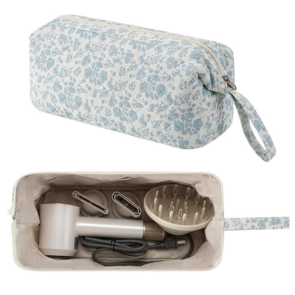 Polyester Cotton Hairdryer Storage Bag 9 Colors Large Capacity Travel Makeup Bag Floral Print Makeup Train Cases Women Girls