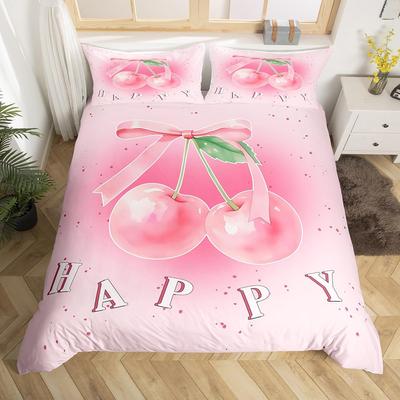 Rosa Kirsche Ins Style 3D-Druck Bettwäscheset Gemütlicher Bettbezug King Queen Twin Einzelgröße Geburtstagsgeschenk Junge Kinder Schlafzimmer Dekoration