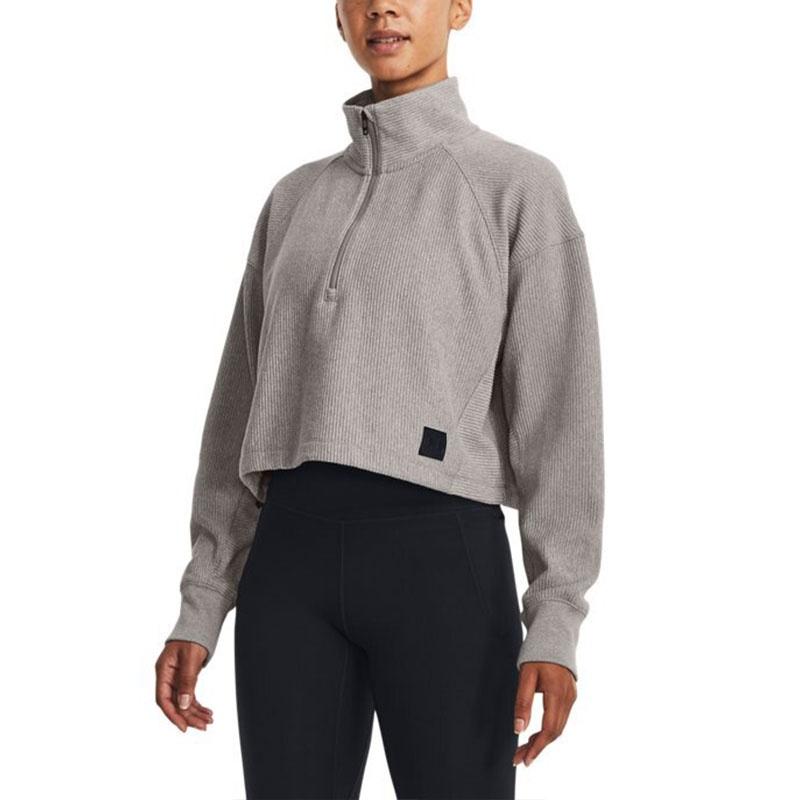 Under Armour Ottoman Sweatshirts Women's Gray Stand Collar Thickened Regular Unisex 1379772-294