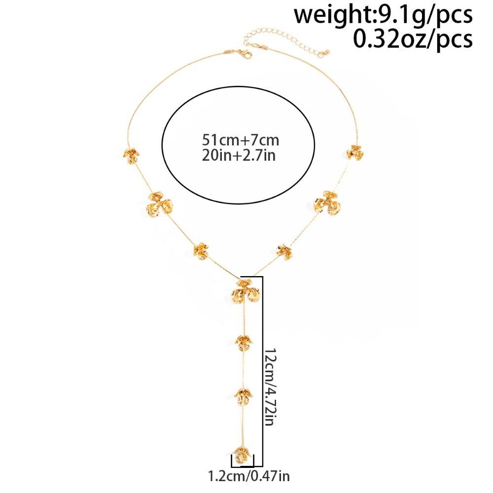 Punk Y-shaped Chain Necklace Gold Flower Tassels Earrings Vintage Flower Pendant Necklace  Gifts